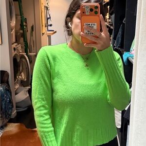 Guest in Residence Neon Green 100% Cashmere Crewneck Sweater